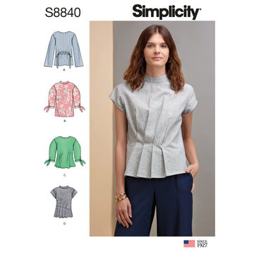Simplicity S8840 Misses Top with Length, Front and Sleeve Variations - Sewing Pattern