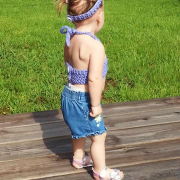 Mermaid Bikini Top with Matching Headband NB - 2T