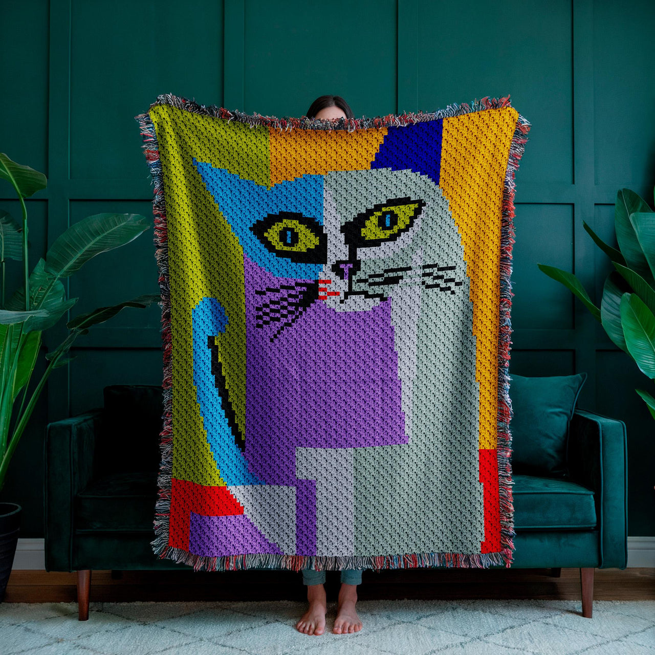 Cubism Cat C2C Crochet Pattern