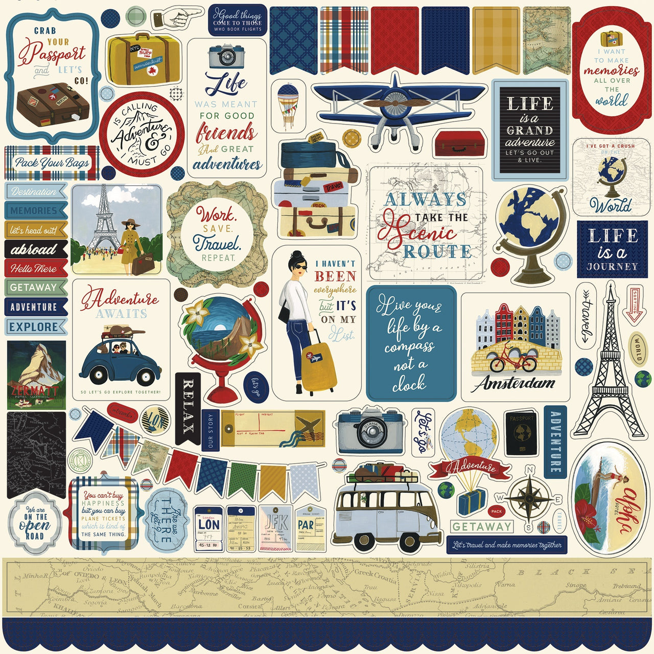 Echo Park Paper Scenic Route Cardstock Stickers 12"X12" - Elements