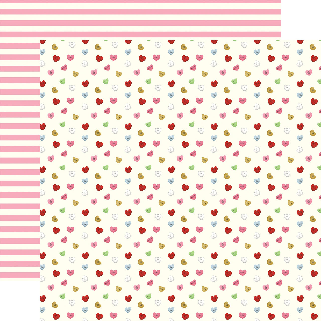 Echo Park Paper Be My Valentine Double-Sided Cardstock 12"X12" 25/Pkg - Candy Hearts
