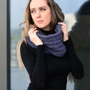 Asta knit basketweave cowl