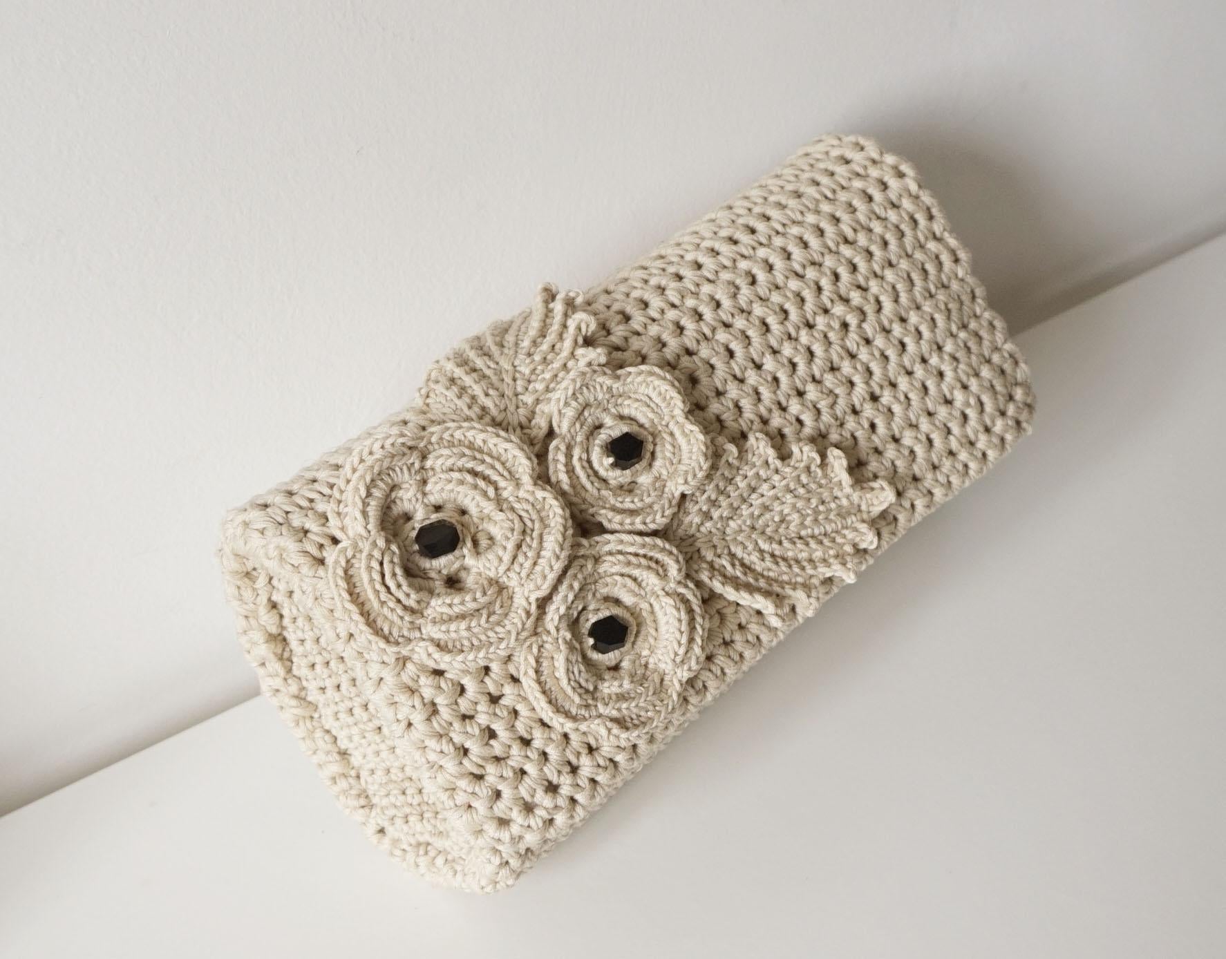 Crochet Flower Pochette Bag
