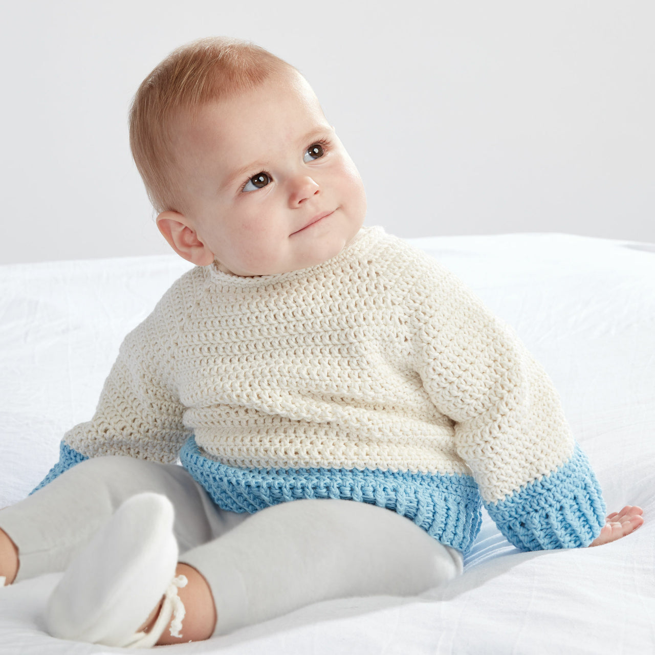 Dip Down Crochet Pullover in Bernat Softee Baby Cotton - Downloadable PDF