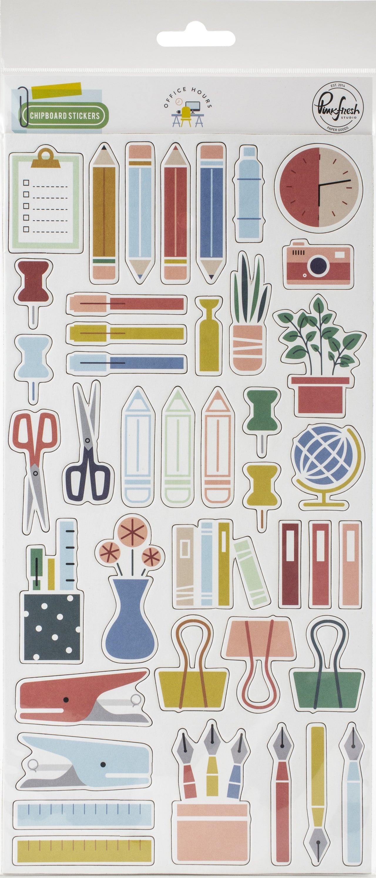 Pinkfresh Studio Office Hours Chipboard Frames & Accent Stickers 33/Pkg - 599630