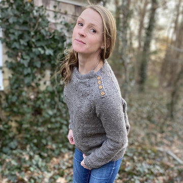 Button Shoulder Raglan Pullover Sweater