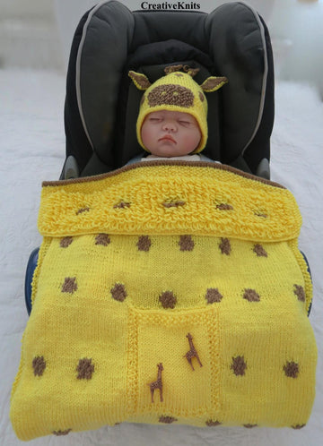 Giles Giraffe Baby Car Seat Blanket + Hat