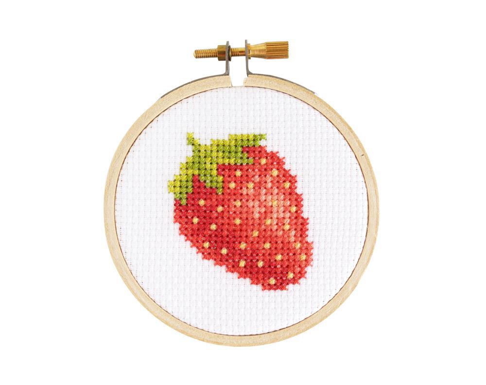 The Stranded Stitch Strawberry Cross Stitch Kit - 3 inches