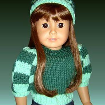 Fits American Girl Doll, 18 inch doll, Chechered Puffed Sleeves with Hat.