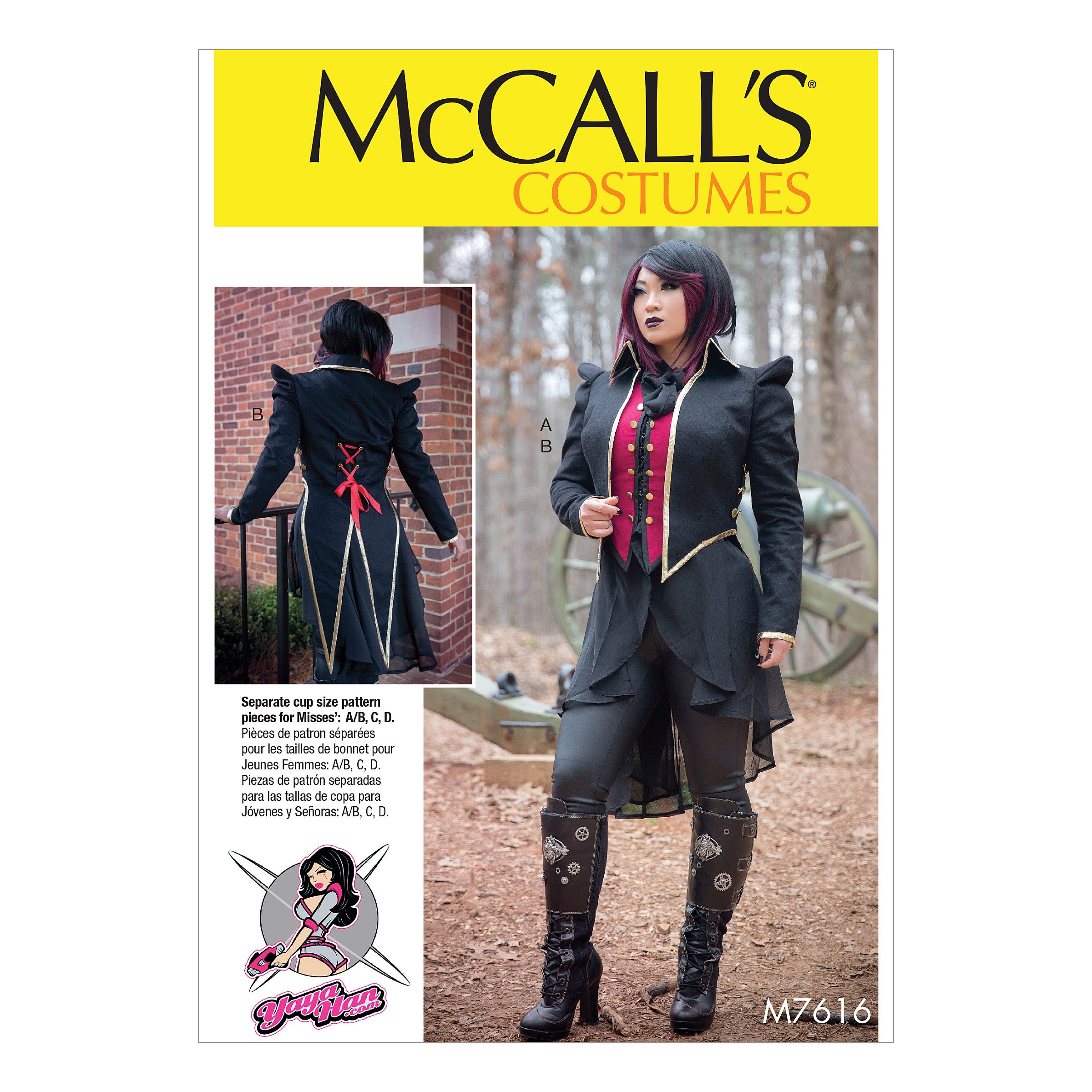 McCall's Misses' Lined Costume Vest and Jacket with Shaped Front and Back Hemlines M7616 - Sewing Pattern