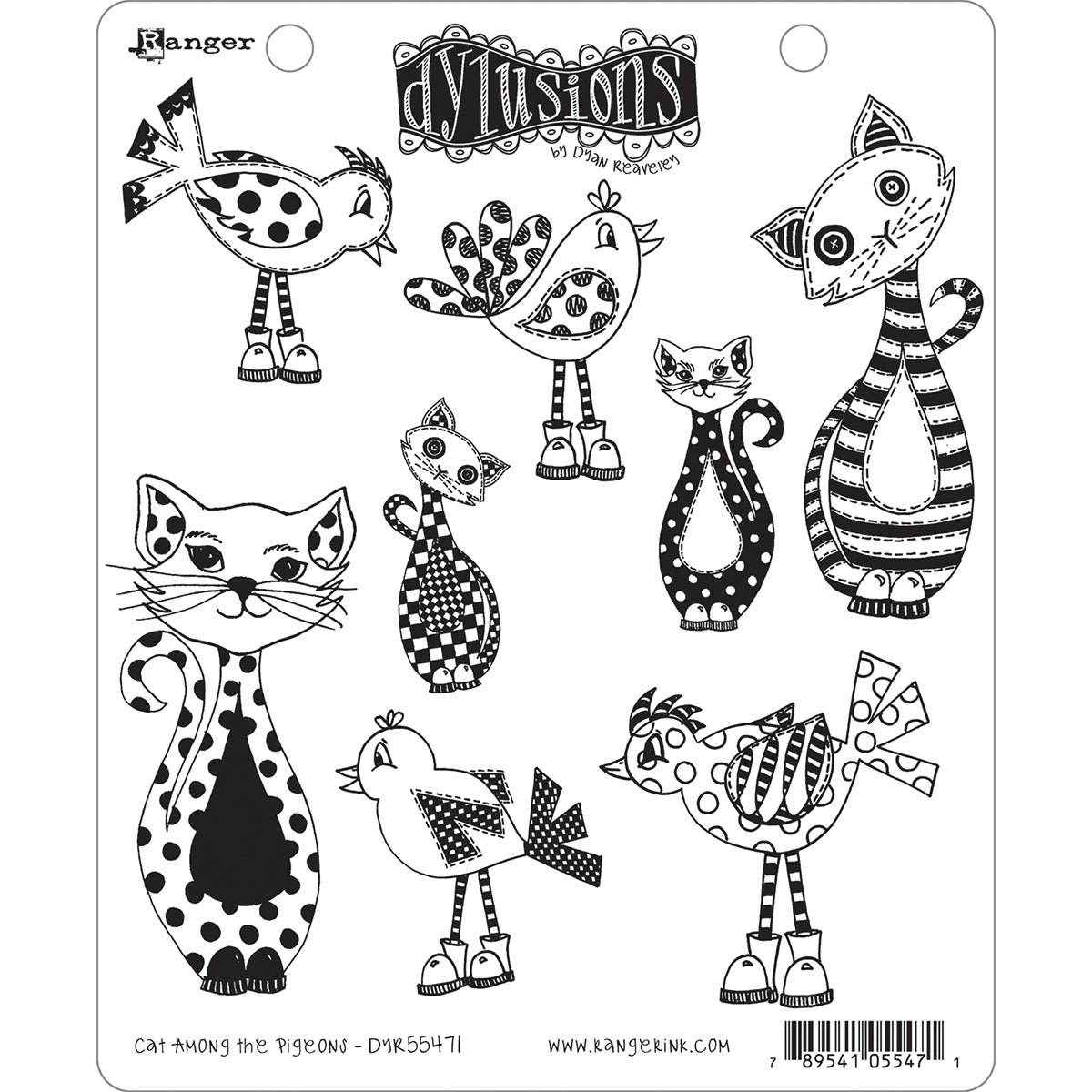 Ranger Dyan Reaveley's Dylusions Cling Stamp Collections 8.5"X7" - Cat Among Pigeons