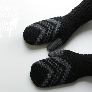 Fair Isle Crochet Chevron Mittens (2016004)