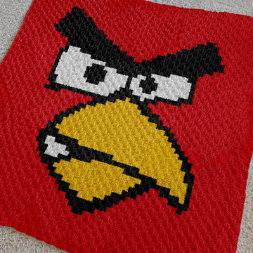 Red Bird Square Blanket 60x60 Grid Intarsia Crip C2C Crochet Tutorial