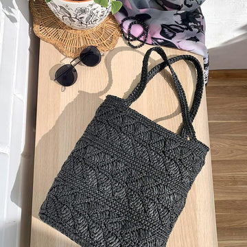 Crochet Raffia Tote Bag Pattern: Leaf Design