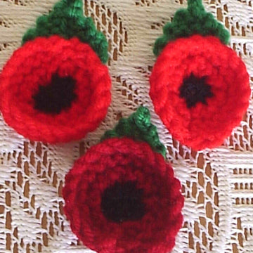 Little Poppy flower easy 15mins knit DK knitting pattern for Remembrance Sunday Armistice & Memorial day