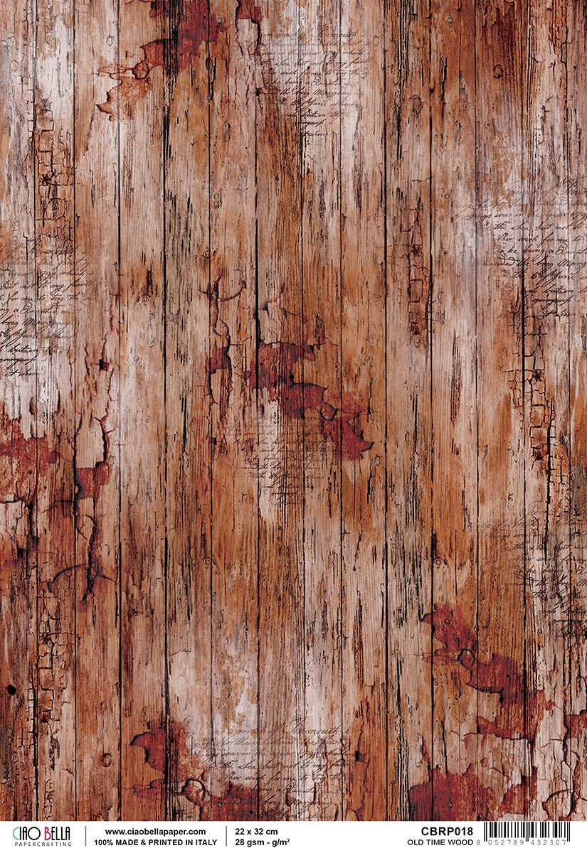 Ciao Bella Rice Paper Sheet A4 5/Pkg - Old Time Wood, Woodland