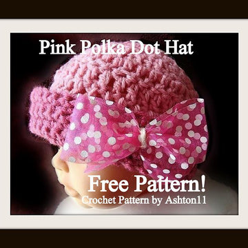 Pink Polka Dot Hat - FREE newborn size pattern | Crochet Pattern by Ashton11