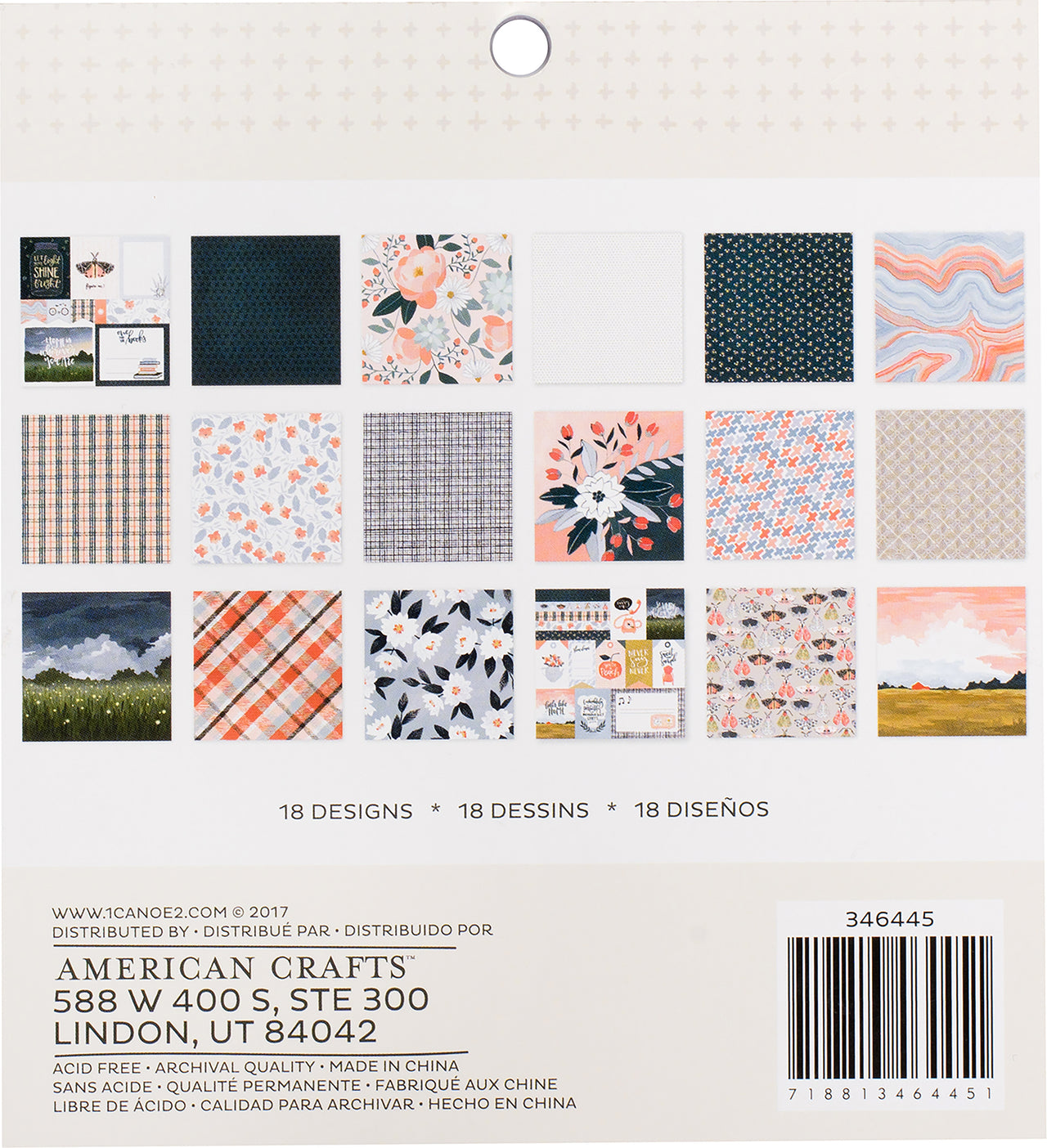 American Crafts One Canoe Two Single-Sided Paper Pad 12"X12" 36/Pkg - Twilight, 24 Designs/1-2 Each