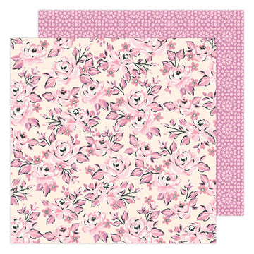 American Crafts Maggie Holmes - Garden Party Pink Rose Buds 12"x12" Cardstock
