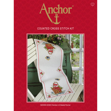 Anchor Cherries in a Basket Runner Cross Stitch Kit - 27cm x 74cm