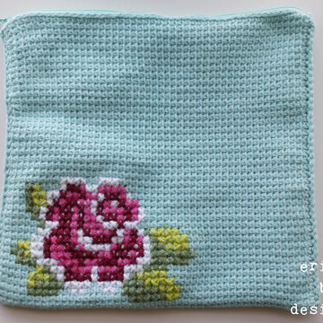 Cotton Pink Rose Bloom Clutch (11" x 11") (tunisian007)