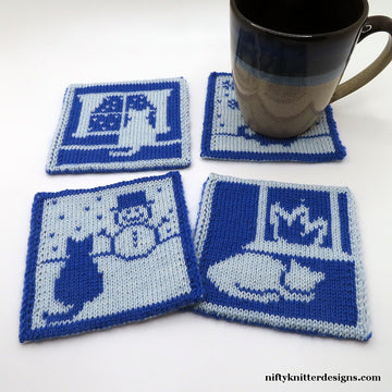 Cats in Winter Coasters