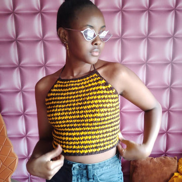 Houndstooth Stitch Crochet Halter top