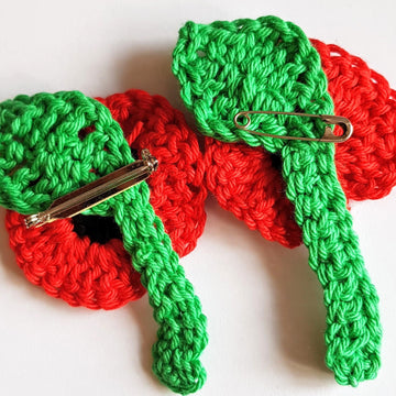 Crochet Remembrance 'Poppy Brooch' and 'Wreath'