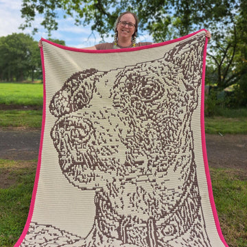 Whippet "Freya" | Dog Mosaic Crochet Blanket