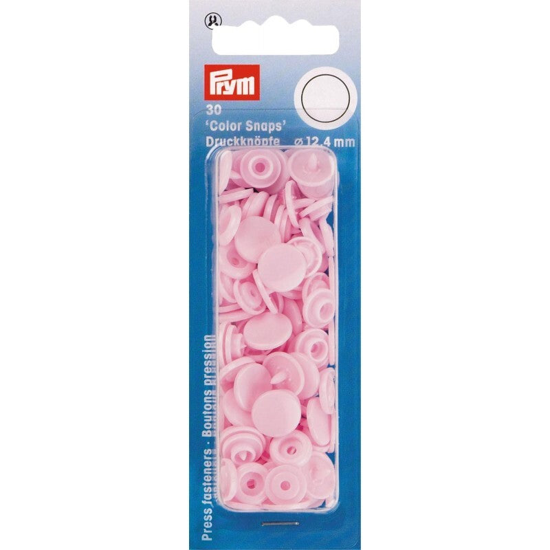 Prym Colour Snaps, Round 12mm x 30 sets - Pale Pink