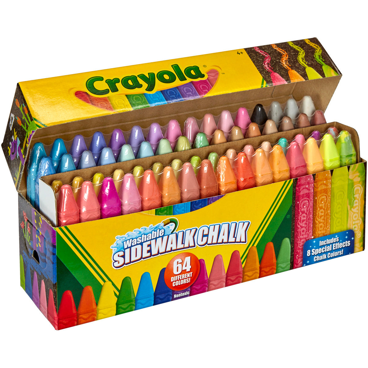 Crayola Washable Sidewalk Chalk - 64 Colors Including 8 W/Special Effects