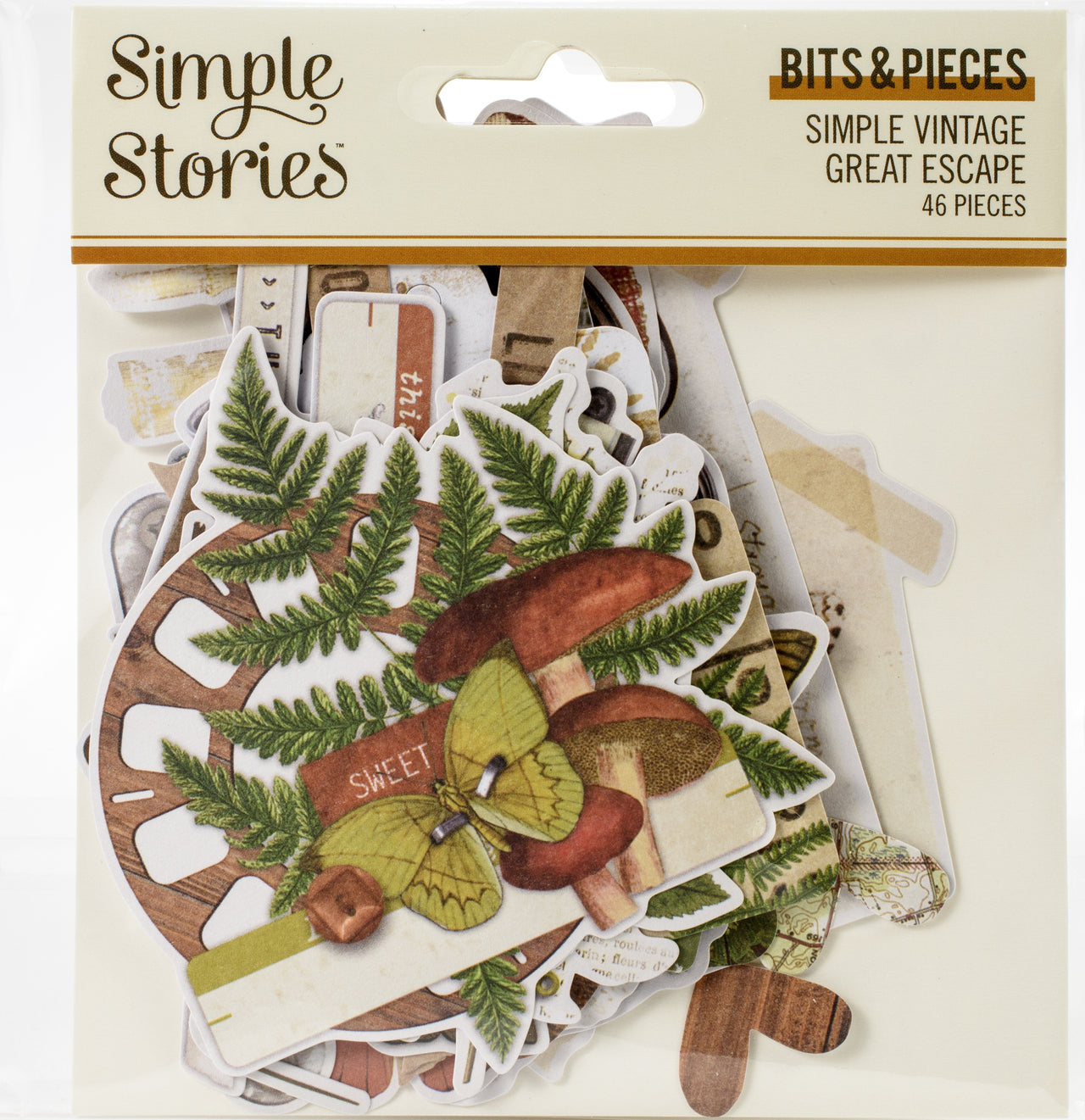 Simple Stories Simple Vintage Great Escape Bits & Pieces Die-Cuts 46/Pkg - 620066