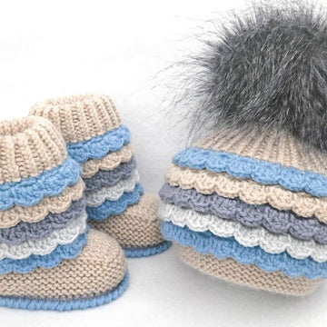 Knit Crochet PATTERN Baby Booties and Hat by Elena Mitchell