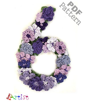 Flower Number 6 crochet applique pattern