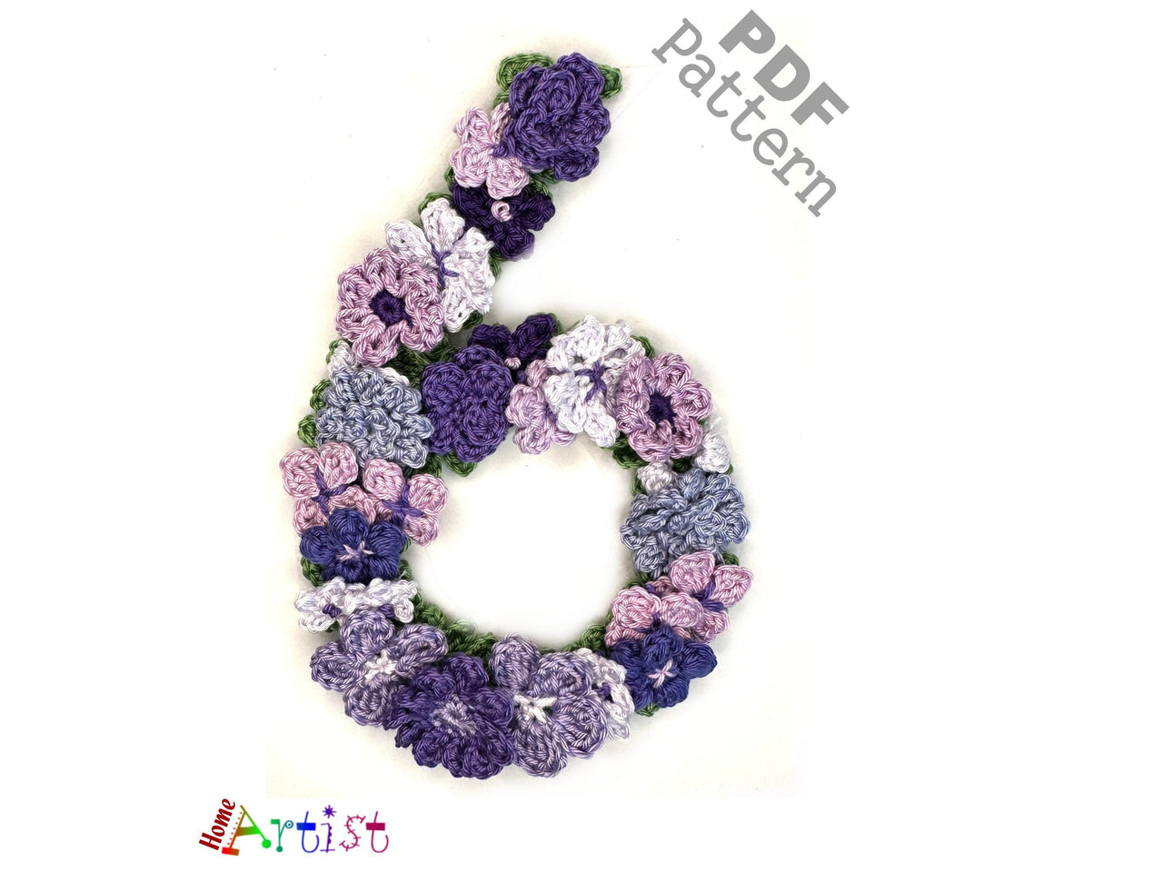 Flower Number 6 crochet applique pattern