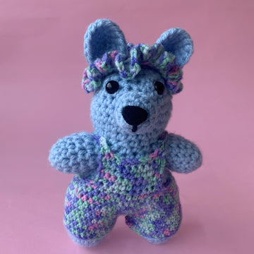 Crochet Blue Bear with Dungarees