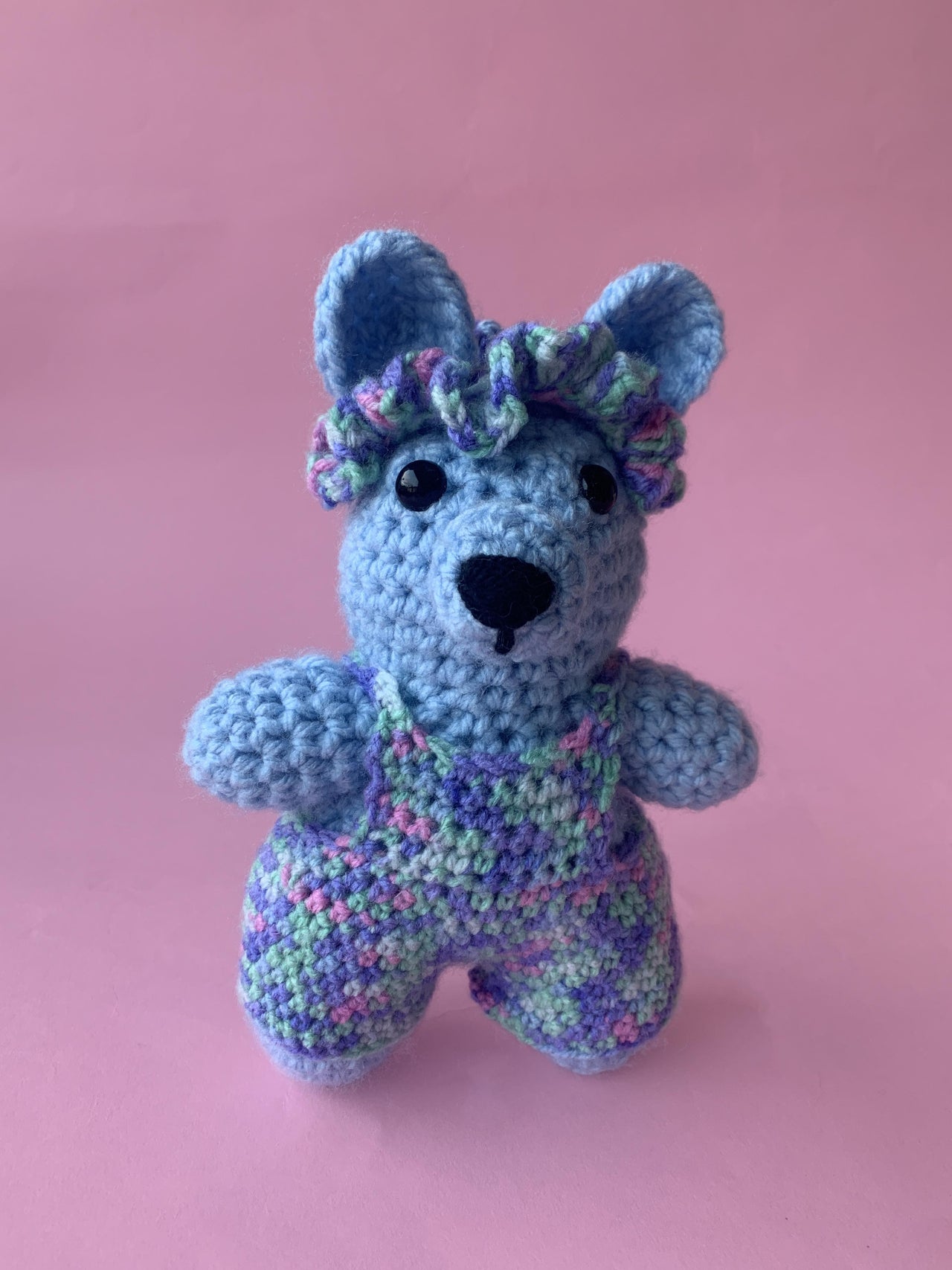 Crochet Blue Bear with Dungarees