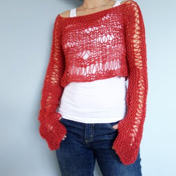 Shredded Crop Sweater