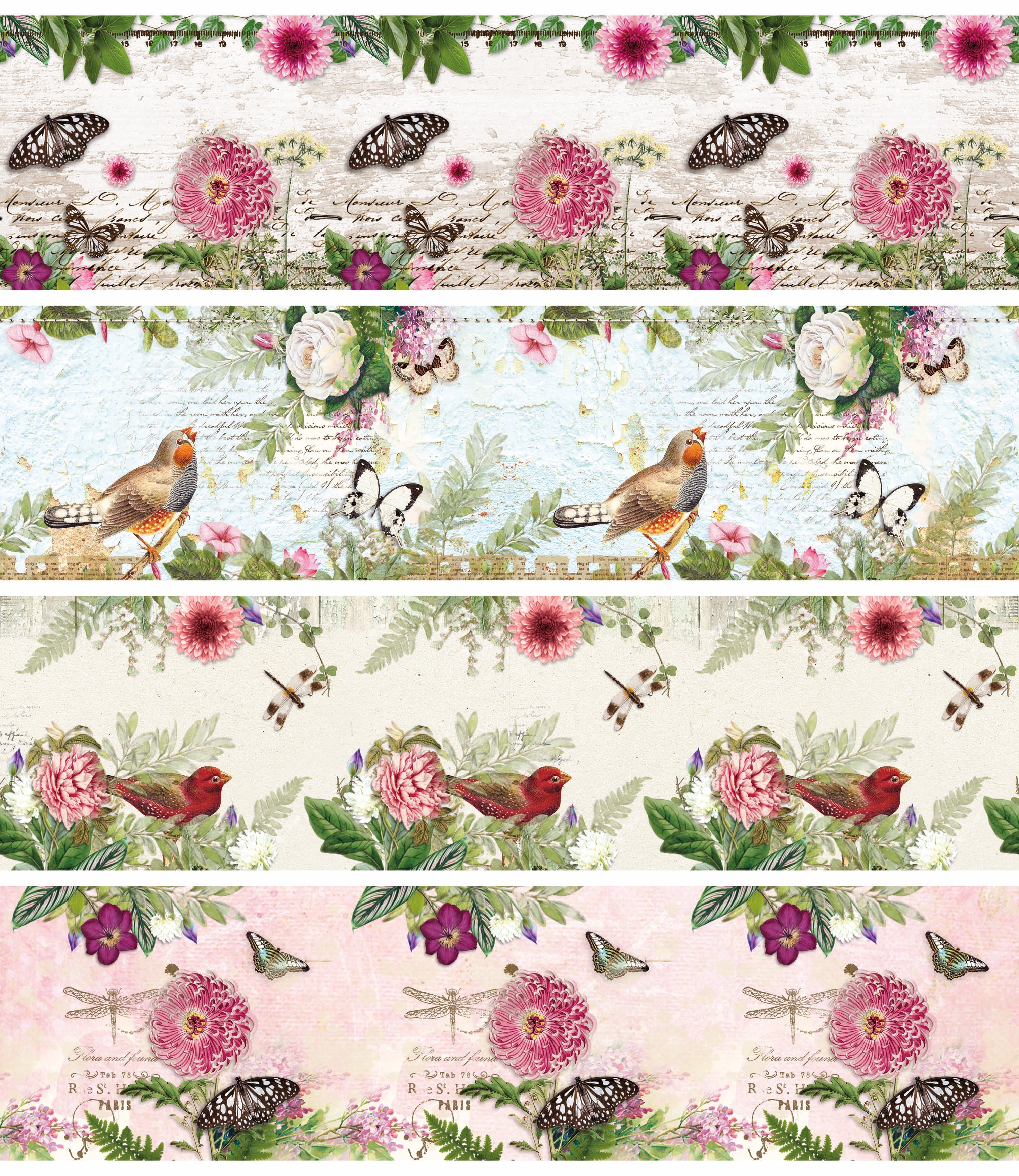 Studio Light Shrink Sleeves 10.25"X2.75" 4/Pkg - Romantic Botanic, 4 Designs/1 Each