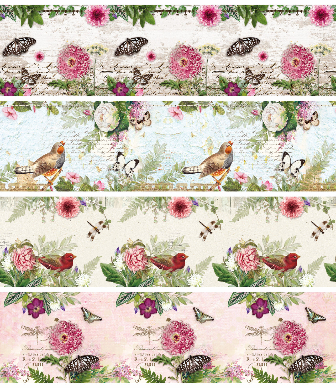 Studio Light Shrink Sleeves 10.25"X2.75" 4/Pkg - Romantic Botanic, 4 Designs/1 Each