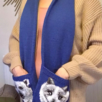 Winter Animals Scarf with Pockets