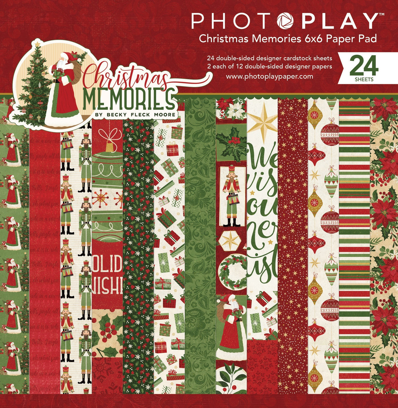 Photoplay Paper PhotoPlay Double-Sided Paper Pad 6"X6" 24/Pkg - Christmas Memories, 8 Designs/3 Each
