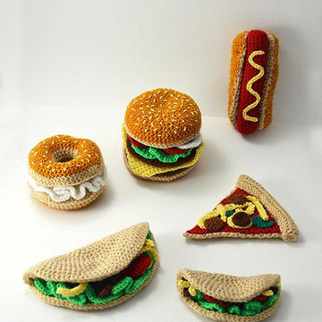Fast Food Collection: Fast Food Crochet Pattern, Fast Food Amigurumi, Pizza Crochet Pattern, Bagel Crochet Pattern, Hotdog Crochet Pattern, Hamburger Crochet Pattern, Taco Crochet Pattern