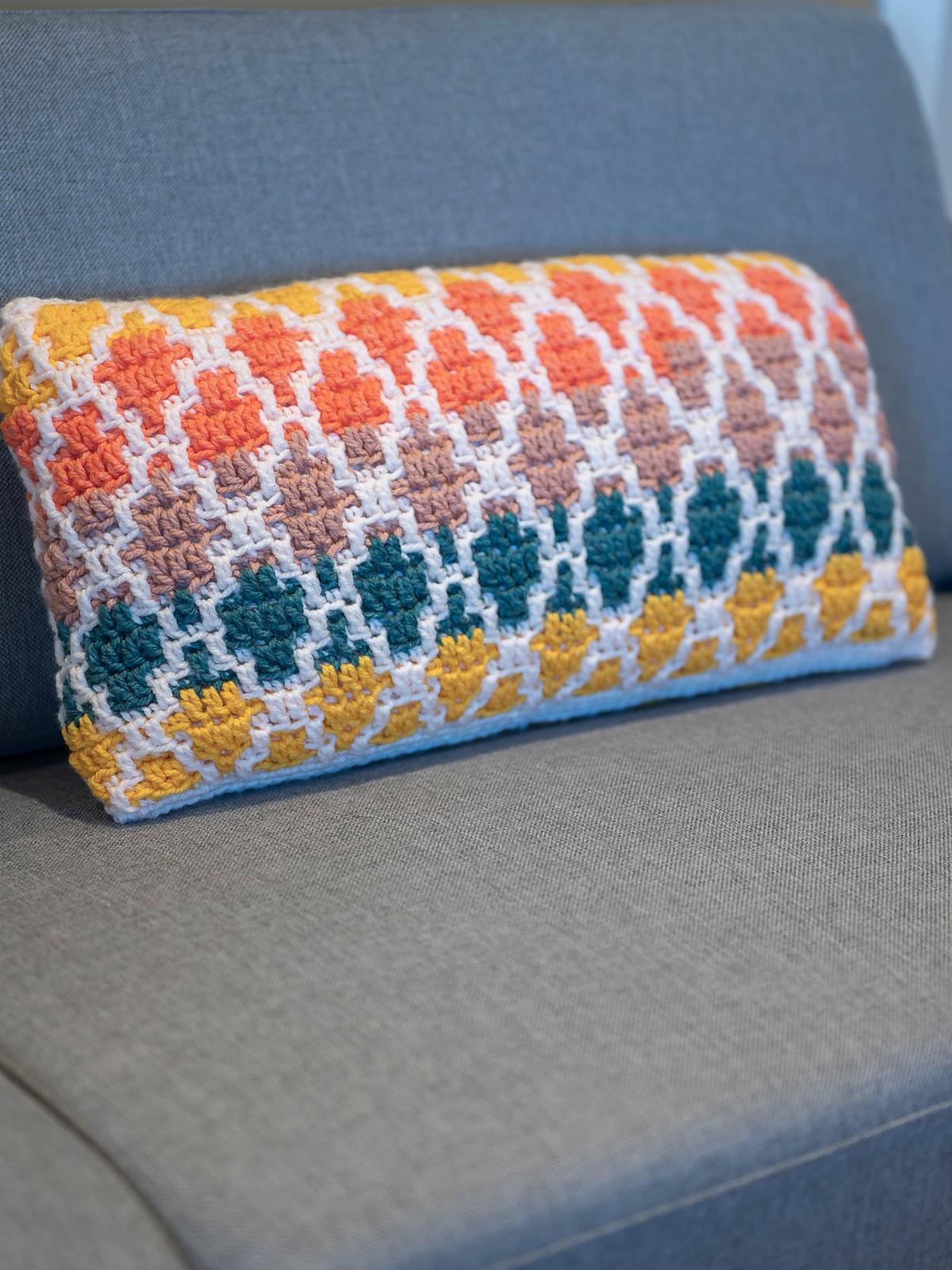 Mosaic Crochet Pillow Cover