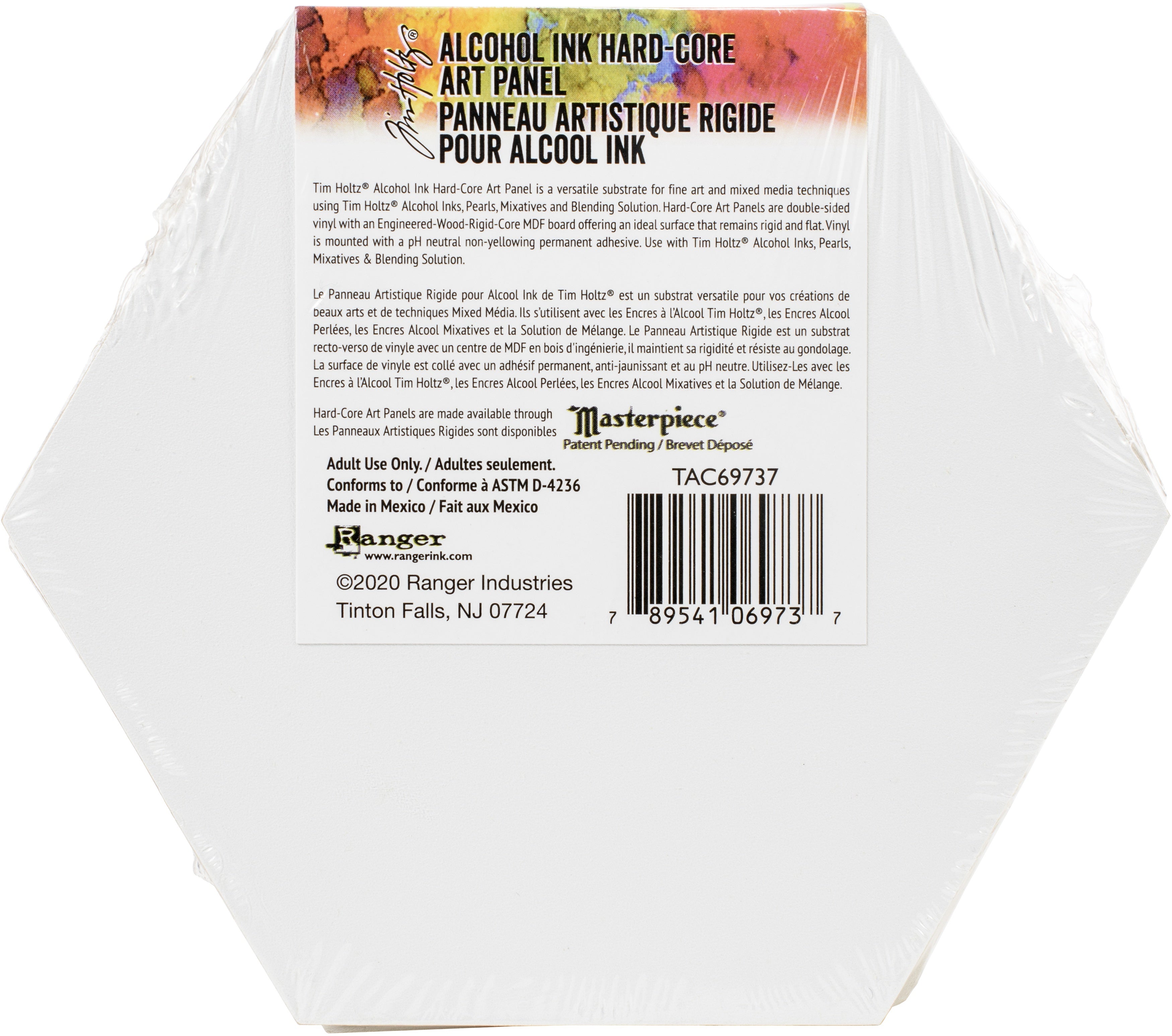 Ranger Tim Holtz Alcohol Ink Hard Core Art Panel 4"X4" 3/Pkg - Hexagon