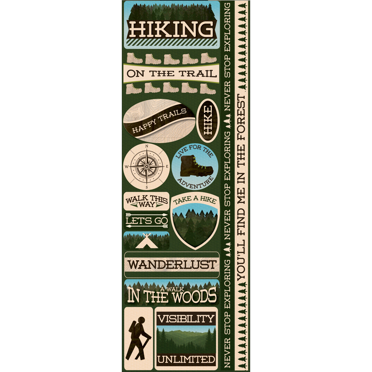 Reminisce Signature Series Cardstock Combo Sticker 4.25"X12" - Hiking