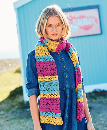 Crochet Moss Stitch Sweater & Shell Stitch Scarf in Stylecraft Bellissima - 9633 - Downloadable PDF