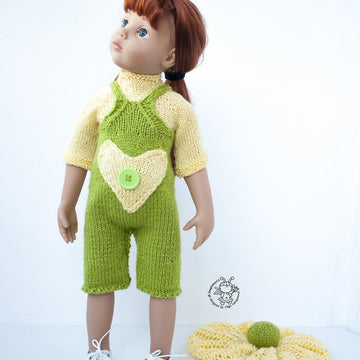 Outfit Lime and lemon for doll 16"-18" knitting flat