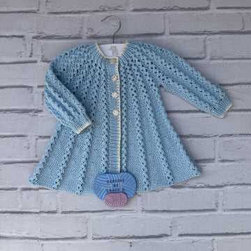 Sharan Baby Swing Coat knitting pattern, 18 inch chest 3-6mths