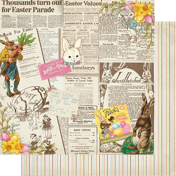 Authentique Paper Cottontail Double-Sided Cardstock 12"X12" 18/Pkg - #4 Vintage Newspaper Collage